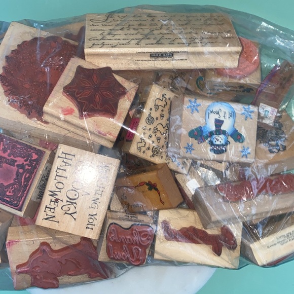 Wood Mounted Rubber Stamps Lot - Picture 2 of 3